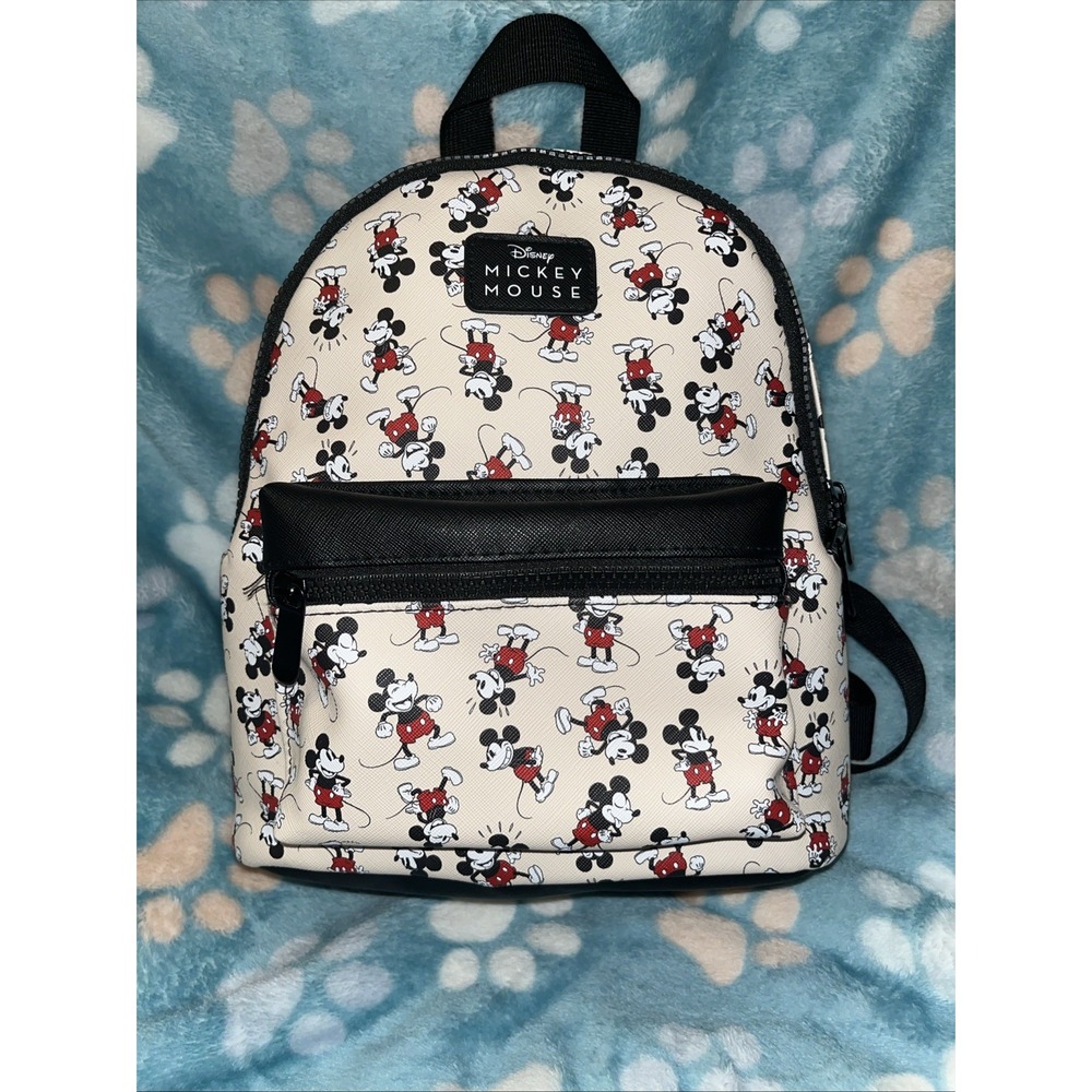 Disney Mickey Mouse Mini Backpack Bioworld Beige Black Red